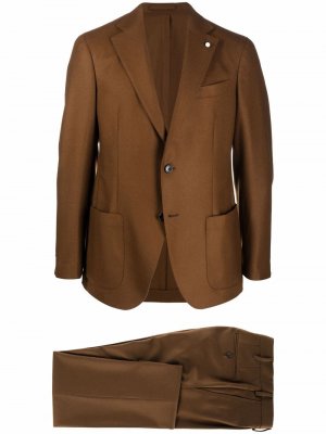 Костюм-двойка с однобортным пиджаком LUIGI BIANCHI MANTOVA. Цвет: коричневый