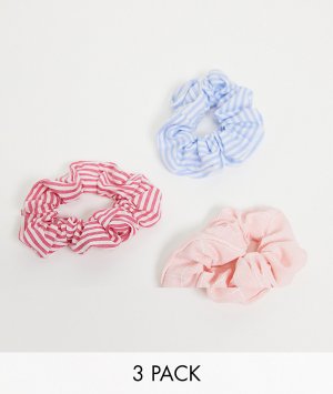 Набор из 3 резинок для волос рубашечной ткани -Многоцветный ASOS DESIGN