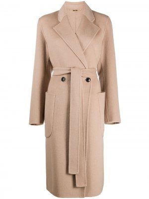 Двубортное пальто с поясом Seventy. Цвет: коричневый