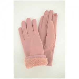 Перчатки женские болоневые с искусственным мехом Happy Gloves розовые размер 7. Цвет: розовый