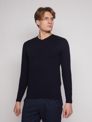 Пуловер с V-образным вырезом zolla. Цвет: синий