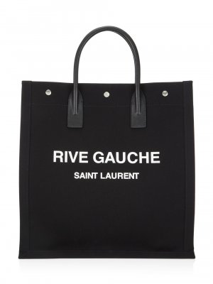 Сумка-тоут Rive Gauche North/South из парусины с принтом и кожи , неро Saint Laurent