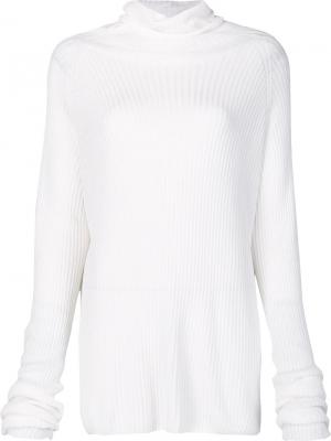 Бесшовная блузка с высокой горловиной Yohji Yamamoto. Цвет: белый