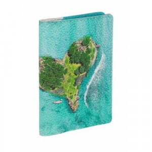 Обложка для паспорта на паспорт с принтом островом Сердце, натуральная кожа 047336177, бирюзовый Eshemoda. Цвет: бирюзовый