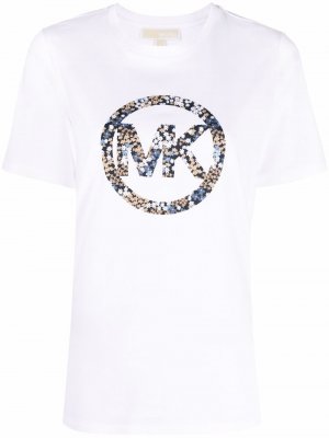 Floral logo-print crew-neck T-shirt Michael Kors. Цвет: белый