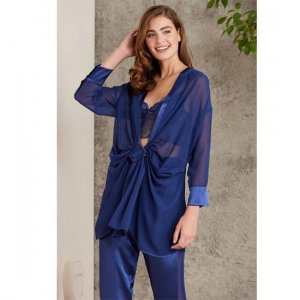 Женская шелковая атласная ночная рубашка , халат из тюля, пижама, бюстье, комплект с бюстгальтером 7025 Pierre Cardin