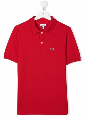 Рубашка поло с вышитым логотипом Lacoste Kids. Цвет: красный