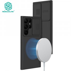 Магнитный шелковистый чехол Nillkin CamShield для Samsung Galaxy S23 Ultra, слайдер камеры, жидкий силикон, противоударная задняя крышка