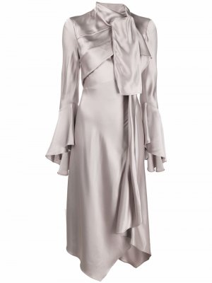 Платье асимметричного кроя с драпировкой TOM FORD. Цвет: серый