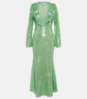 Украшенное платье миди SELF-PORTRAIT, зеленый Self-Portrait