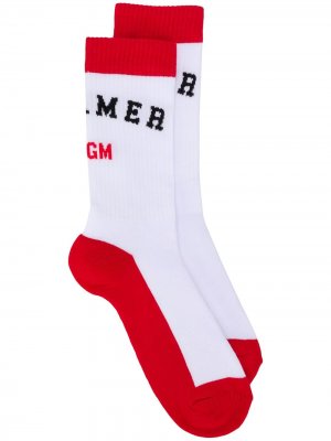 Трикотажные носки вязки интарсия MSGM. Цвет: белый