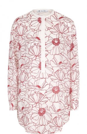 Удлиненная шелковая блузка с принтом Loro Piana. Цвет: красный
