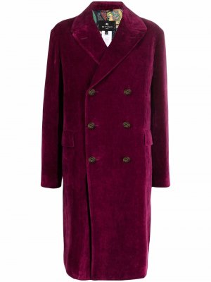 Бархатное двубортное пальто ETRO. Цвет: фиолетовый