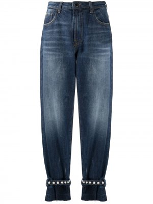 Прямые джинсы с искусственным жемчугом Pinko. Цвет: синий