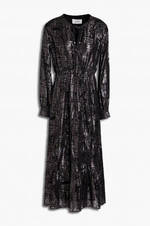 Платье миди Sophie из смесового шелка и жоржета цвета металлик-купе Ba&Sh, черный BA&SH