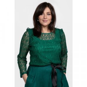 Платье , гипюр, вечернее, полуприлегающее, до колена, размер 48, зеленый SVESTA. Цвет: зеленый