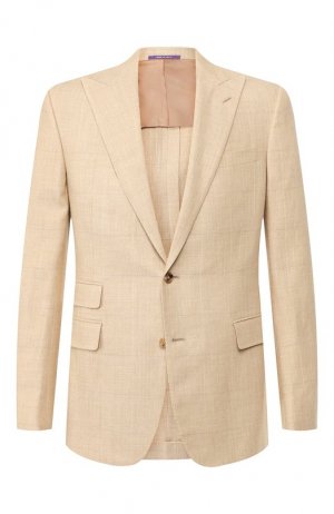 Пиджак из смеси шерсти и шелка Ralph Lauren. Цвет: бежевый