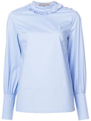 Блузка с присборенными манжетами Lela Rose. Цвет: синий