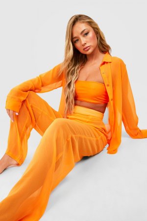 Пляжные брюки essentials из шифона , оранжевый Boohoo