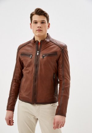 Куртка кожаная Jorg Weber. Цвет: коричневый