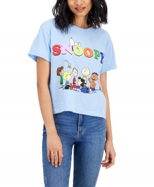 Укороченная футболка с короткими рукавами для юниоров «Снупи и друзья», синий Peanuts