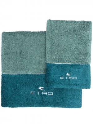 Набор полотенец с вышитым логотипом ETRO HOME. Цвет: зеленый