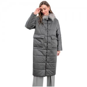 Пальто женское зимнее 1012183i60291, размер 40 Pompa. Цвет: серый/светло-серый