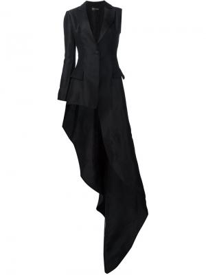 Асимметричный блейзер со шлейфом Christian Siriano. Цвет: чёрный