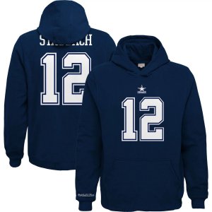 Молодежный пуловер с капюшоном Mitchell & Ness Navy Dallas Cowboys для пенсионеров именем и номером игрока Unbranded