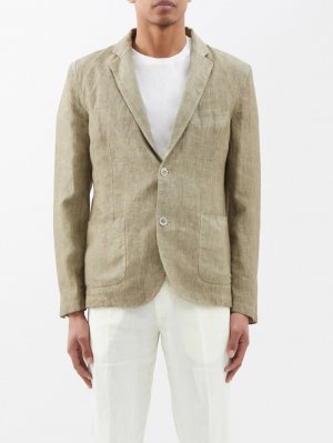 Льняной пиджак с накладными карманами , зеленый 120% Lino