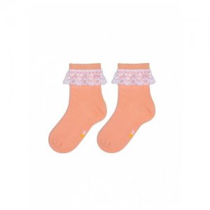 Носки для девочек котофей 07842393-42 размер 12 цвет роз-ора. Цвет: розовый/белый