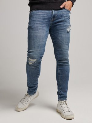 Джинсы скинни Vintage, ярко-синие с рваными краями Superdry