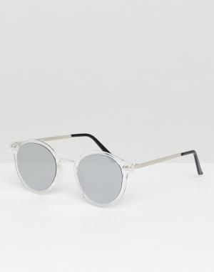 Круглые солнцезащитные очки с серебристыми стеклами в прозрачной оправе -Серебряный Spitfire