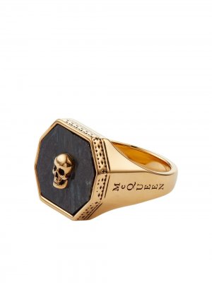 Перстень с декором Skull Alexander McQueen. Цвет: черный