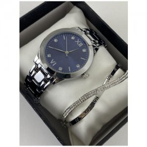 Часы женские наручные набор с браслетом IQUANT. Цвет: синий/серебристый