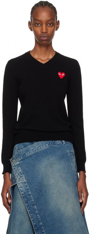 Черный свитер с нашивкой в форме сердца Comme Des Garcons Garçons