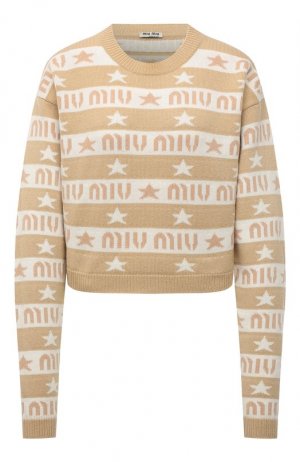 Кашемировый пуловер Miu. Цвет: бежевый