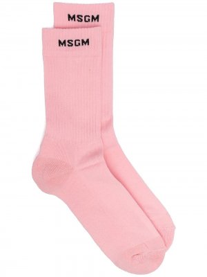 Трикотажные носки с логотипом MSGM. Цвет: розовый