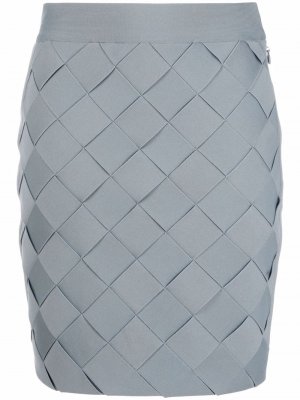 Плетеная юбка Hervé Léger. Цвет: серый