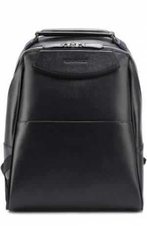 Кожаный рюкзак с внешним карманом и текстильной отделкой Canali. Цвет: темно-синий