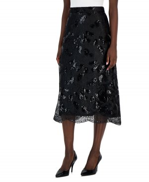 Женская юбка миди трапециевидной формы с украшением , мульти Anne Klein