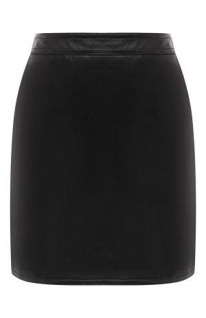Кожаная мини-юбка на молнии Saint Laurent. Цвет: черный