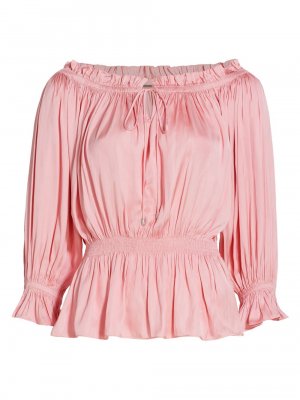 Атласная блуза Reilley с оборками , розовый Elie Tahari