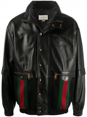 Куртка-бомбер с отделкой Web Gucci. Цвет: черный