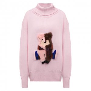 Шерстяной свитер с меховой отделкой Color Temperature. Цвет: розовый