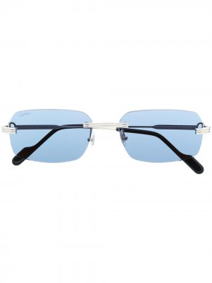 Солнцезащитные очки в квадратной оправе Cartier Eyewear. Цвет: серебристый