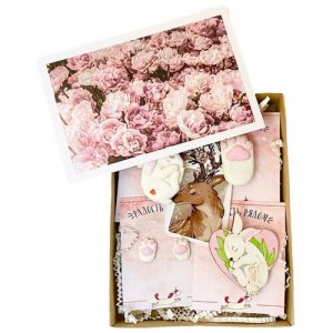 Подарочный набор украшений ручной работы Зайчики с открыткой Dari. Цвет: белый/розовый
