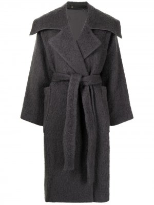 Двубортное пальто с поясом Muller Of Yoshiokubo. Цвет: серый