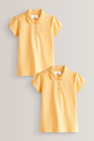2 хлопковые рубашки-поло с короткими рукавами , желтый Next