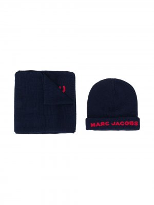 Комплект из шапки и шарфа с логотипом The Marc Jacobs Kids. Цвет: синий
